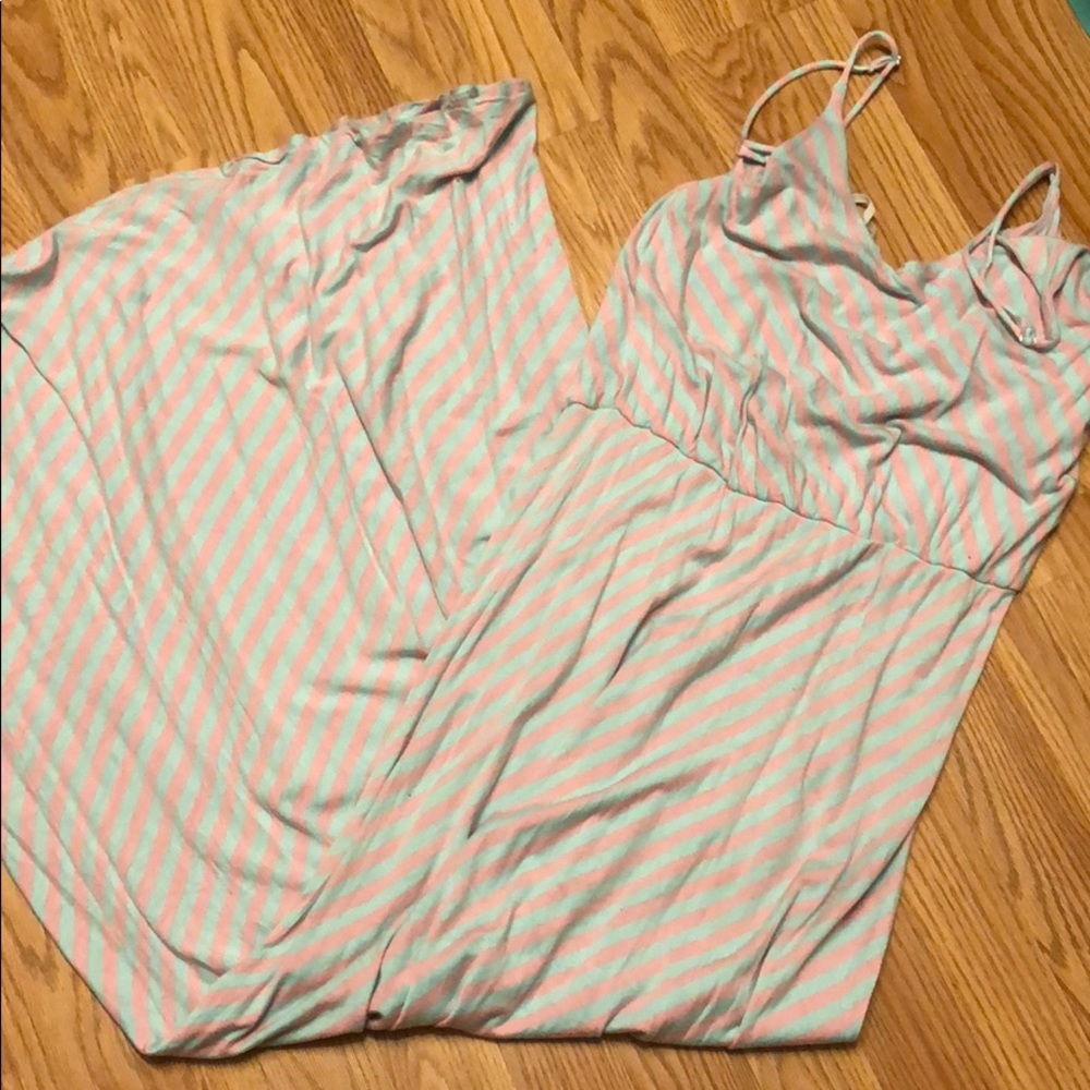 Baby blue and pink maxi dress